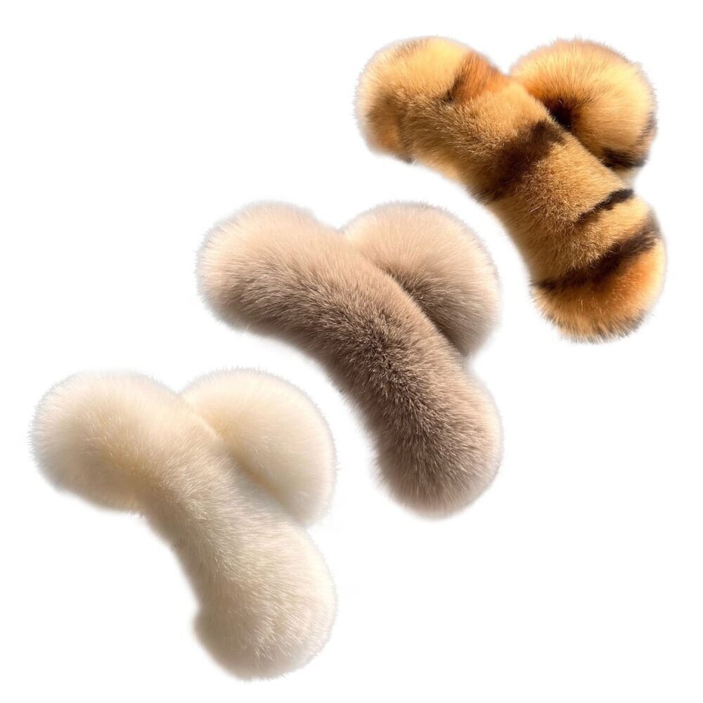 3 PCS Large Hair Claw Clips,Faux Fur Plush Fluffy for Women Girls